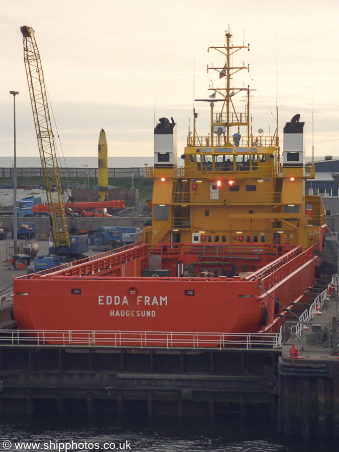 Photograph of the vessel  Edda Fram pictured in dock at Aberdeen on 12th May 2003