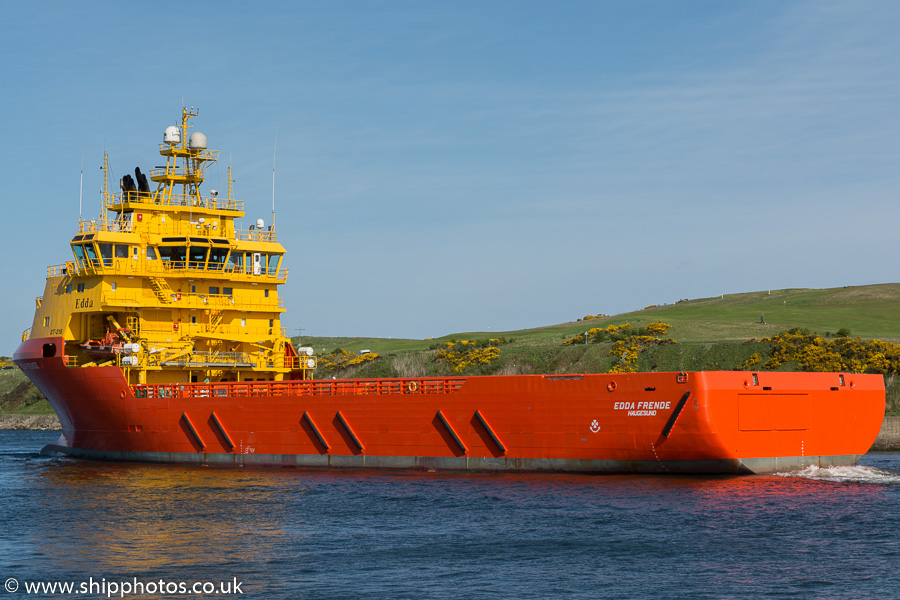 Photograph of the vessel  Edda Frende pictured departing Aberdeen on 22nd May 2015
