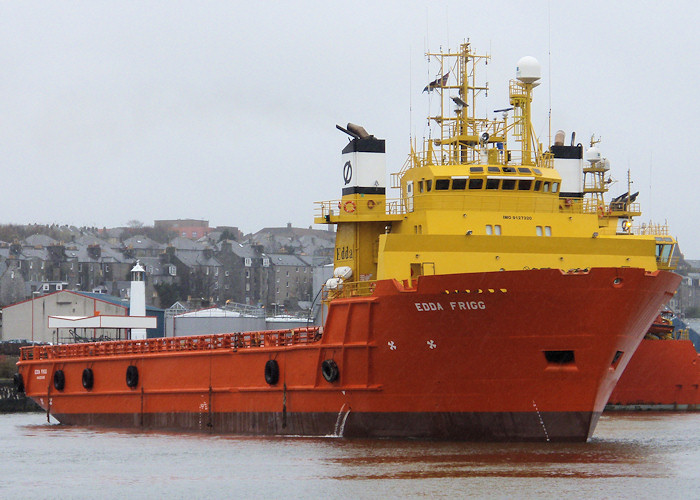 Photograph of the vessel  Edda Frigg pictured at Aberdeen on 17th April 2012