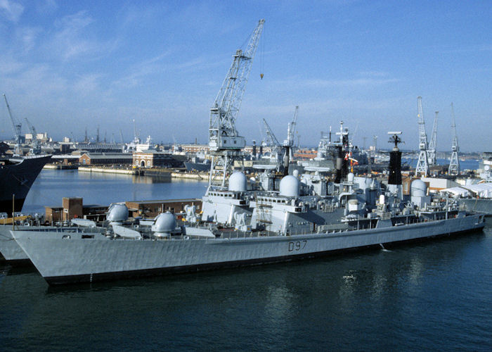 Photograph of the vessel HMS Edinburgh pictured in Portsmouth Naval Base on 15th August 1997
