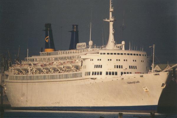 Photograph of the vessel  Edinburgh Castle pictured laid up in Southampton on 22nd January 1999