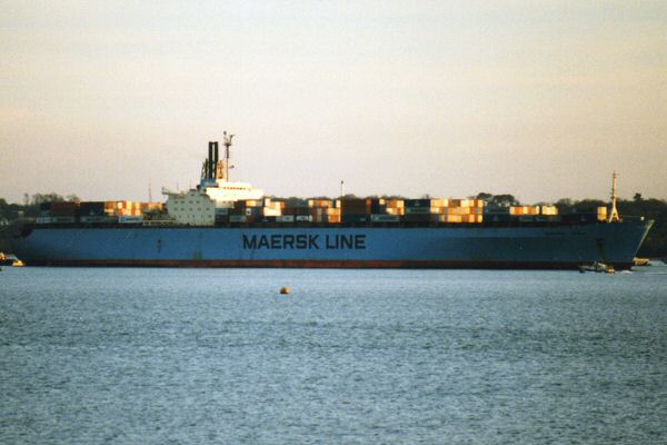 Photograph of the vessel  Edinburgh Mærsk pictured arriving at Southampton on 24th March 1995