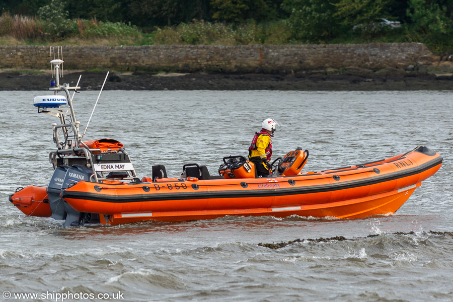 Photograph of the vessel RNLB Edna May pictured at Hawes Pier, South Queensferry on 10th October 2021