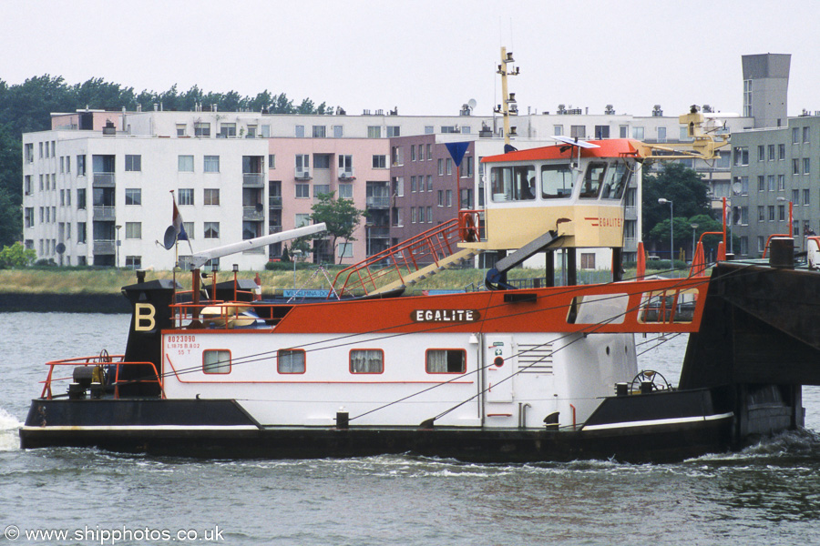 Photograph of the vessel  Egalite pictured on the IJ at Amsterdam on 16th June 2002