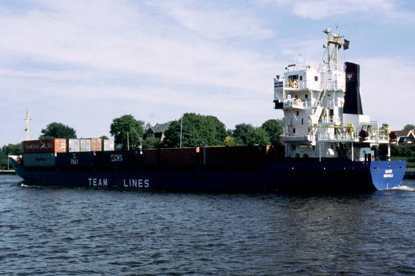 Photograph of the vessel  Eider pictured passing through Rendsburg on 7th June 1997