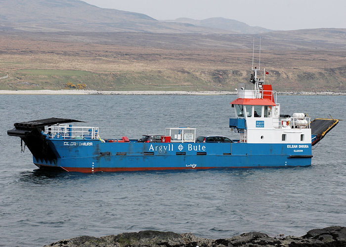 Photograph of the vessel  Eilean Dhiura pictured approaching Port Askaig on 4th May 2010