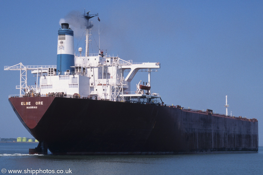 Photograph of the vessel  Elbe Ore pictured departing Mississippihaven, Europoort on 17th June 2002