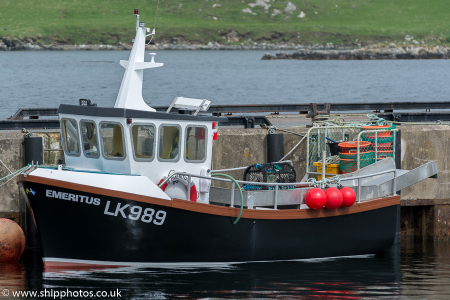 Photograph of the vessel fv Emeritus pictured at West Burrafirth on 20th May 2015
