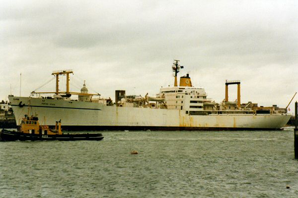 Photograph of the vessel ts Empire State pictured arriving in Portsmouth on 27th June 1997