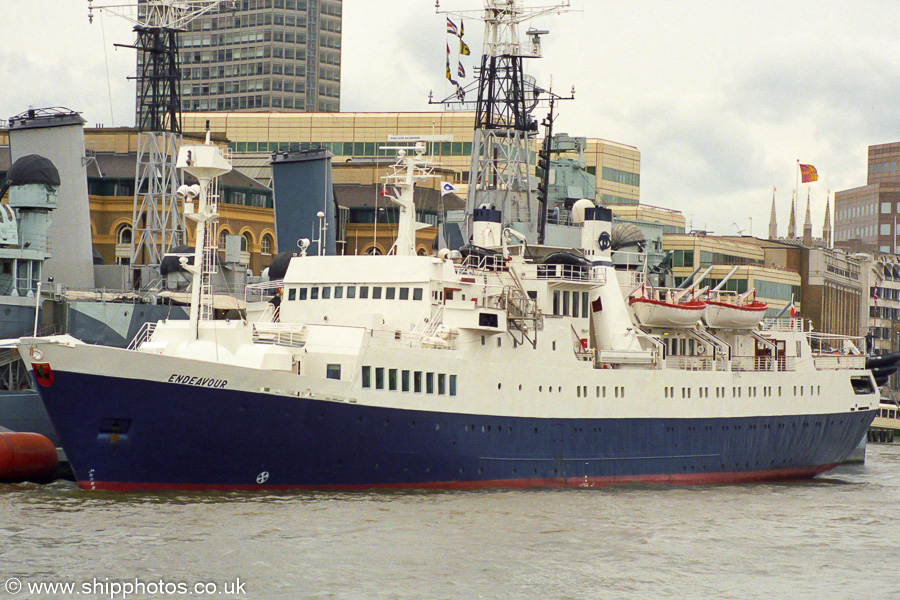 Photograph of the vessel  Endeavour pictured in London on 3rd May 2003