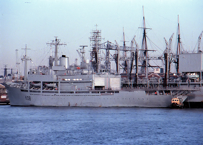 Photograph of the vessel RFA Engadine pictured in Portsmouth Naval Base on 22nd December 1987