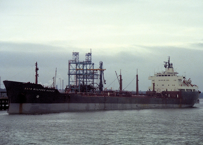 Photograph of the vessel  Esso Milford Haven pictured at Fawley on 11th September 1988