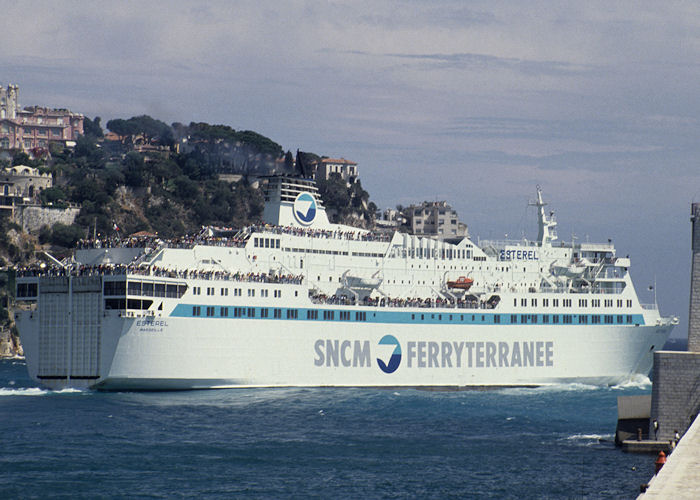 Photograph of the vessel  Esterel pictured departing Nice on 3rd July 1990