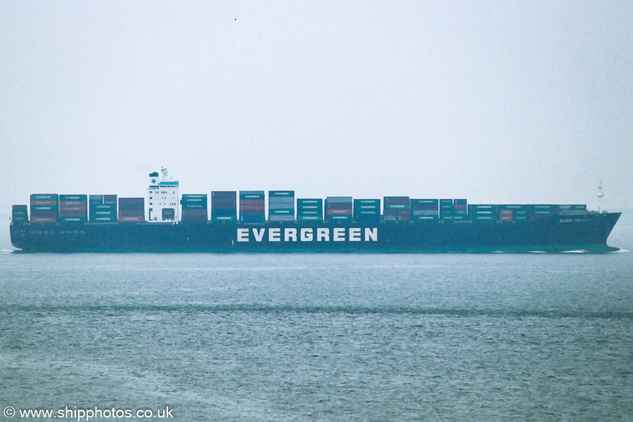 Photograph of the vessel  Ever Reach pictured on the Westerschelde passing Vlissingen on 21st June 2002