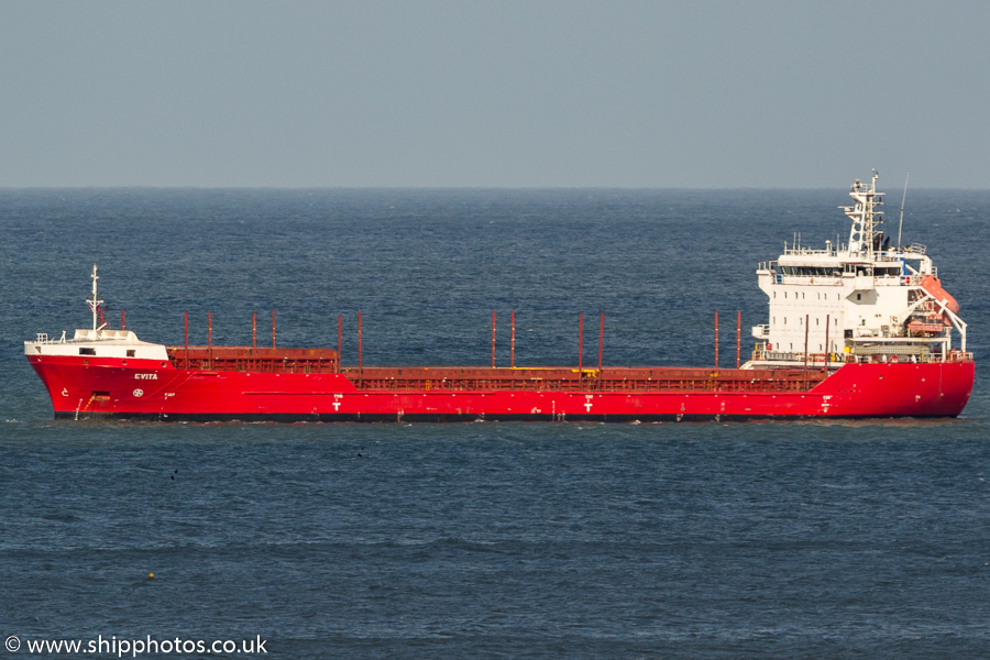 Photograph of the vessel  Evita pictured at anchor off Tynemouth on 5th September 2019