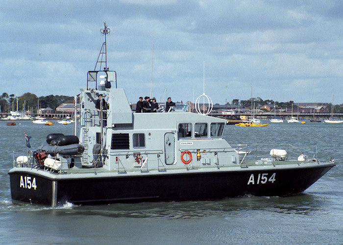 Photograph of the vessel XSV Explorer pictured in Portsmouth Harbour on 29th August 1988