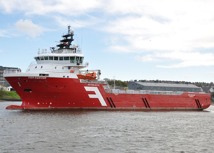 Photograph of the vessel  Far Server pictured departing Aberdeen on 13th May 2013