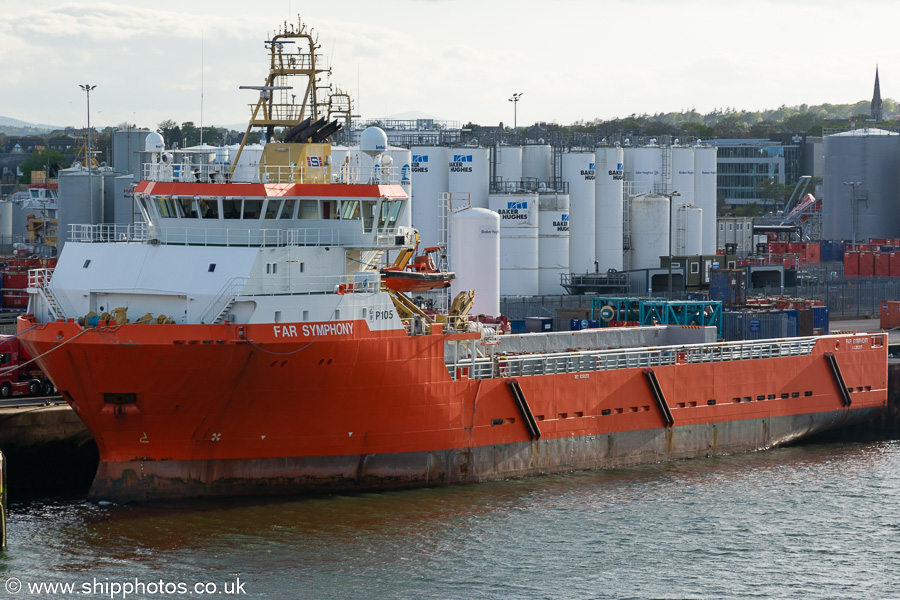 Photograph of the vessel  Far Symphony pictured at Aberdeen on 13th May 2022