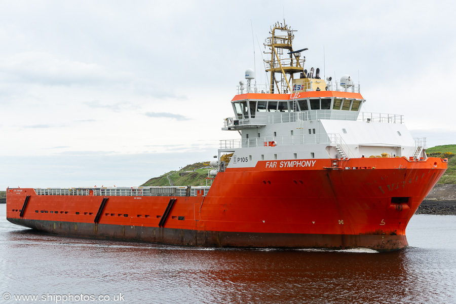 Photograph of the vessel  Far Symphony pictured arriving at Aberdeen on 22nd May 2022
