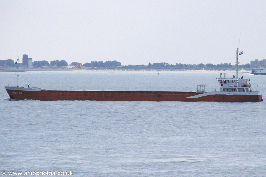 Photograph of the vessel  Fast Jef pictured on the Westerschelde passing Vlissingen on 19th June 2002