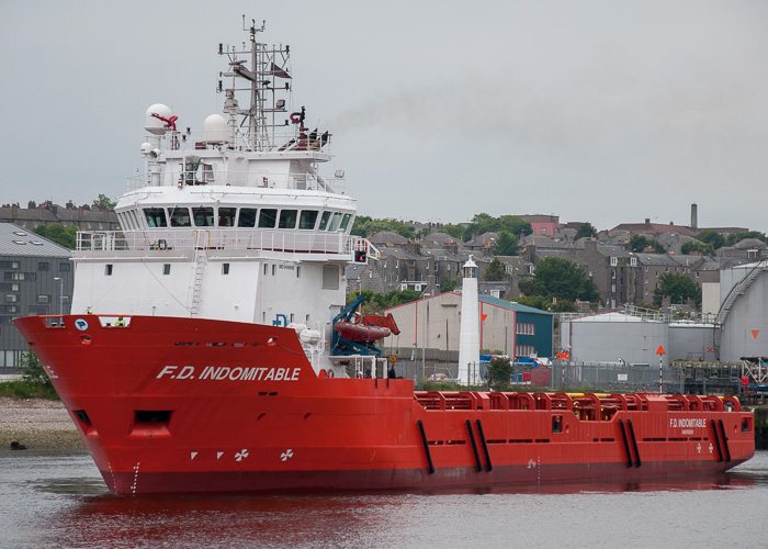 Photograph of the vessel  F.D. Indomitable pictured departing Aberdeen on 9th June 2014