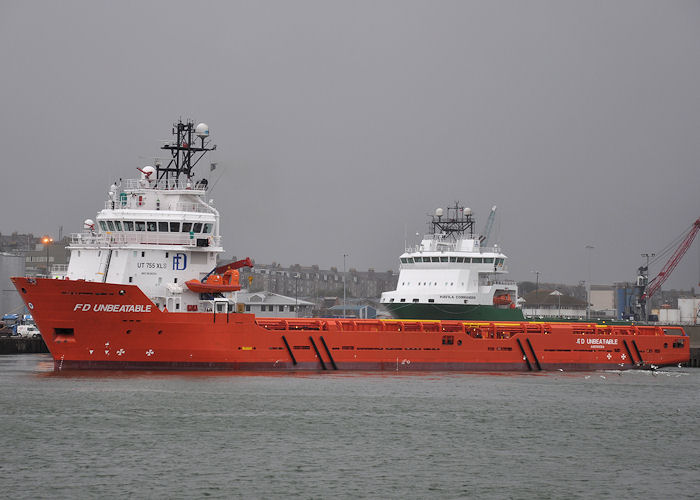 Photograph of the vessel  F.D. Unbeatable pictured departing Aberdeen on 15th September 2013