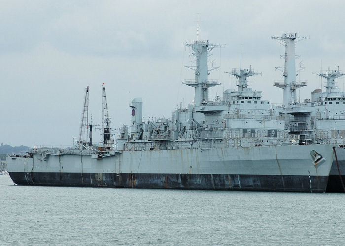 Photograph of the vessel HMS Fearless pictured laid up in Portsmouth Harbour on 3rd July 2005