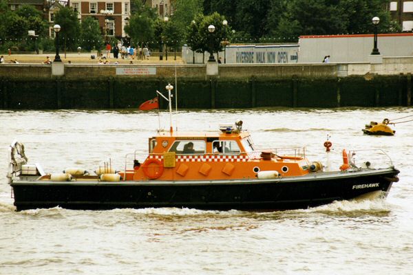 Photograph of the vessel  Firehawk pictured in London on 19th July 1995