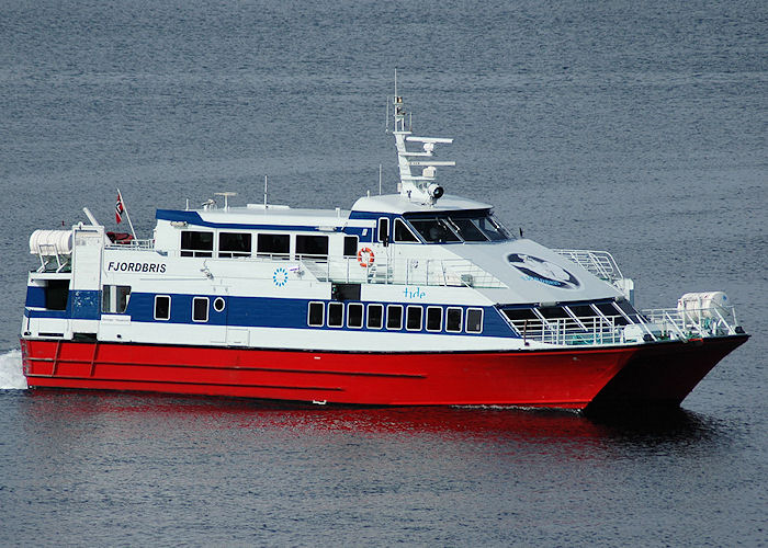 Photograph of the vessel  Fjordbris pictured departing Stavanger on 5th May 2008