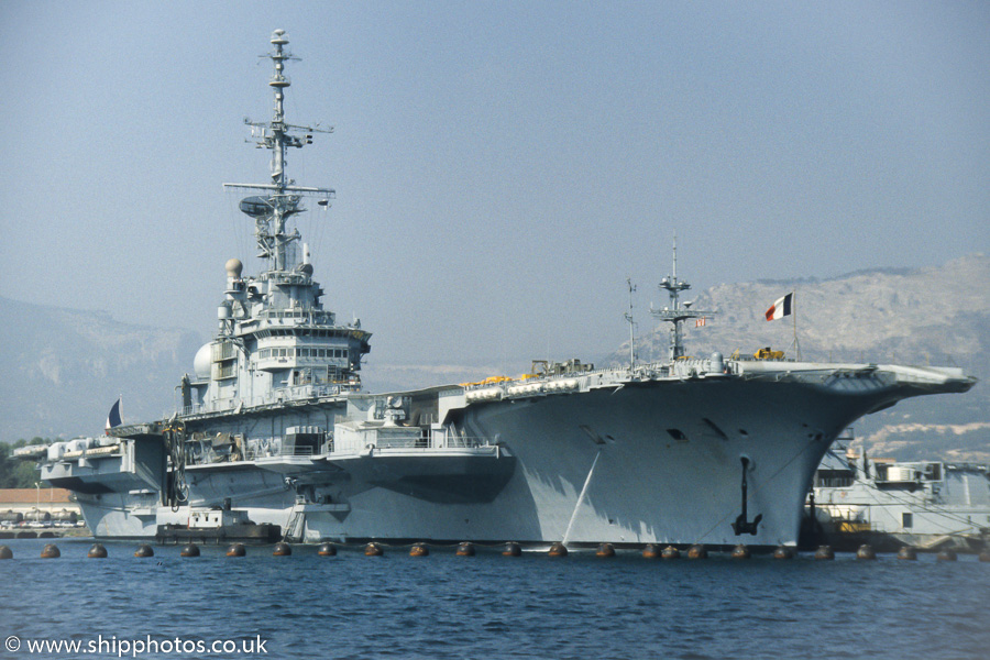 Photograph of the vessel FS Foch pictured at Toulon on 15th August 1989