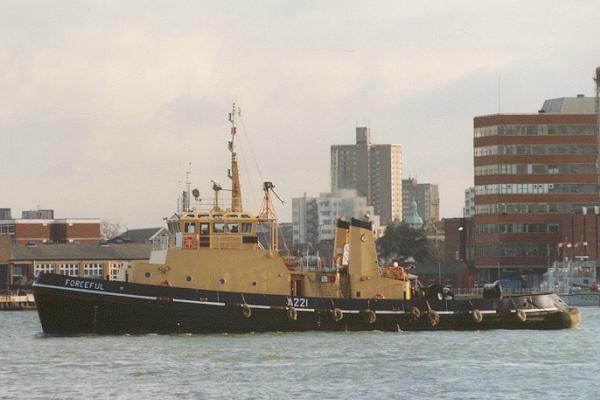 Photograph of the vessel RMAS Forceful pictured in Portsmouth Harbour on 25th January 1994