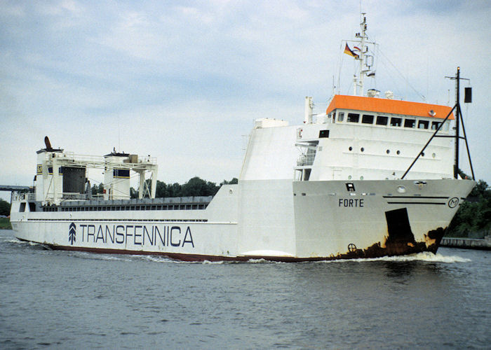 Photograph of the vessel  Forte pictured passing through Rendsburg on 8th June 1997