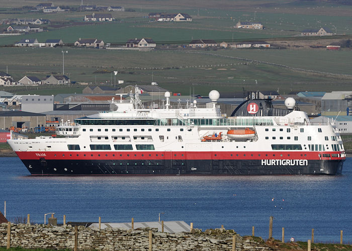 Photograph of the vessel  Fram pictured arriving at Kirkwall on 9th May 2013