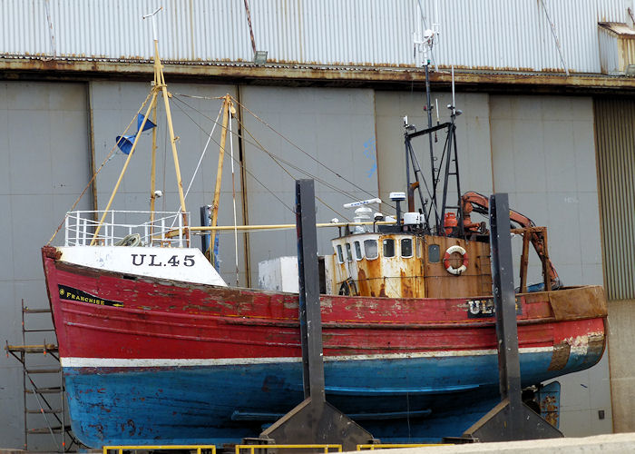 Photograph of the vessel fv Franchise pictured under refit at Macduff on 6th May 2013
