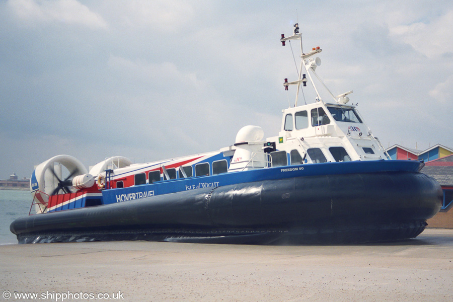 Photograph of the vessel  Freedom 90 pictured departing Southsea on 19th April 2002