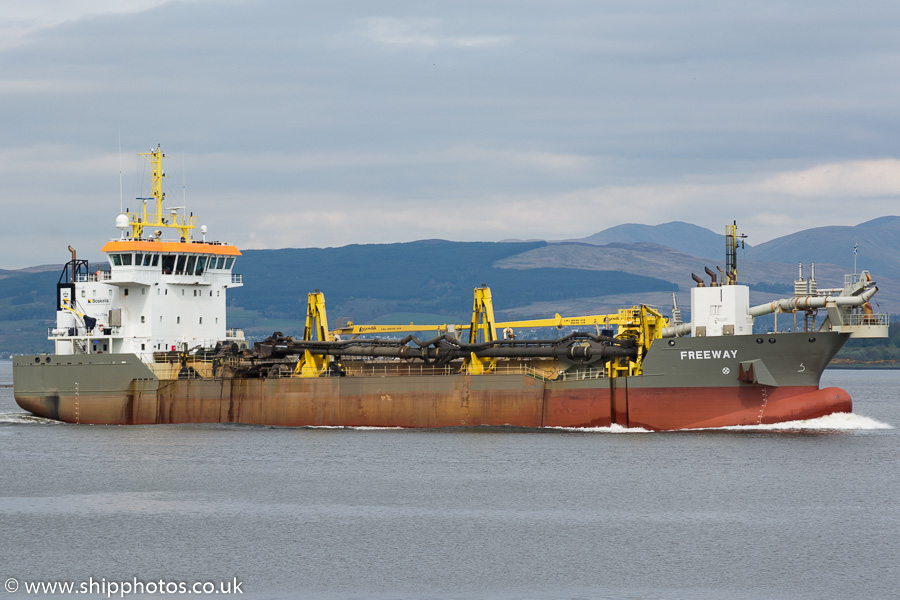Photograph of the vessel  Freeway pictured passing Port Glasgow on 7th May 2018