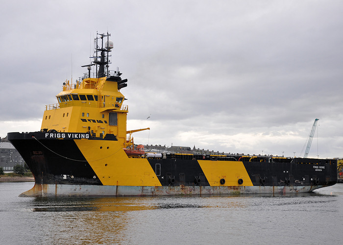 Photograph of the vessel  Frigg Viking pictured departing Aberdeen on 16th September 2012
