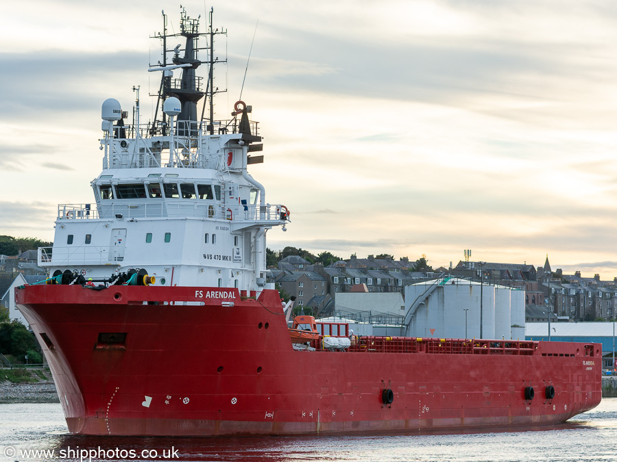 Photograph of the vessel  FS Arendal pictured departing Aberdeen on 13th October 2021