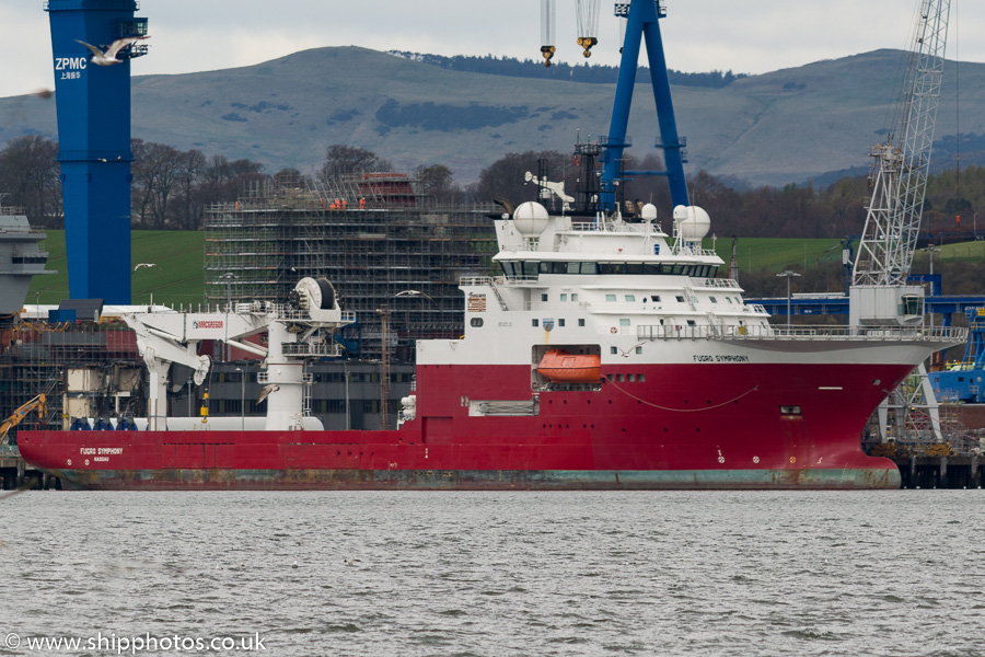 Photograph of the vessel  Fugro Symphony pictured at Rosyth on 16th April 2016