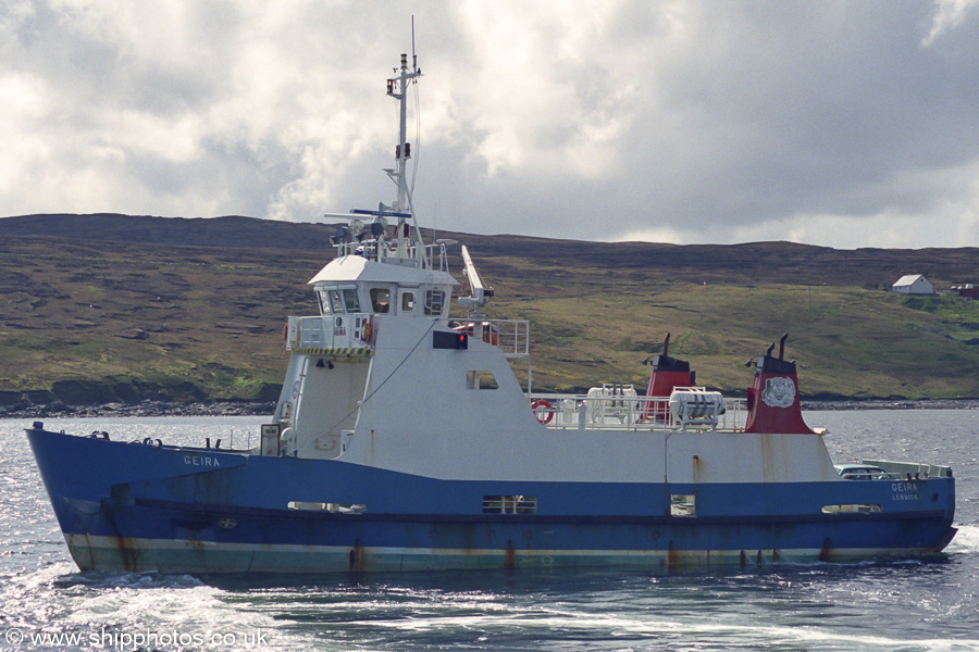 Photograph of the vessel  Geira pictured departing Laxo for Symbister on 11th May 2003