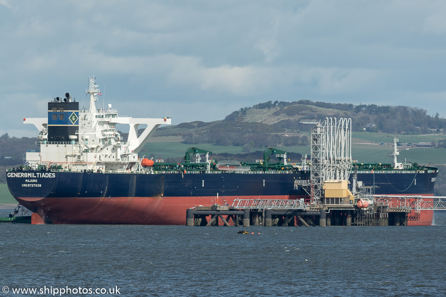 Photograph of the vessel  Gener8 Miltiades pictured at Hound Point on 15th April 2017