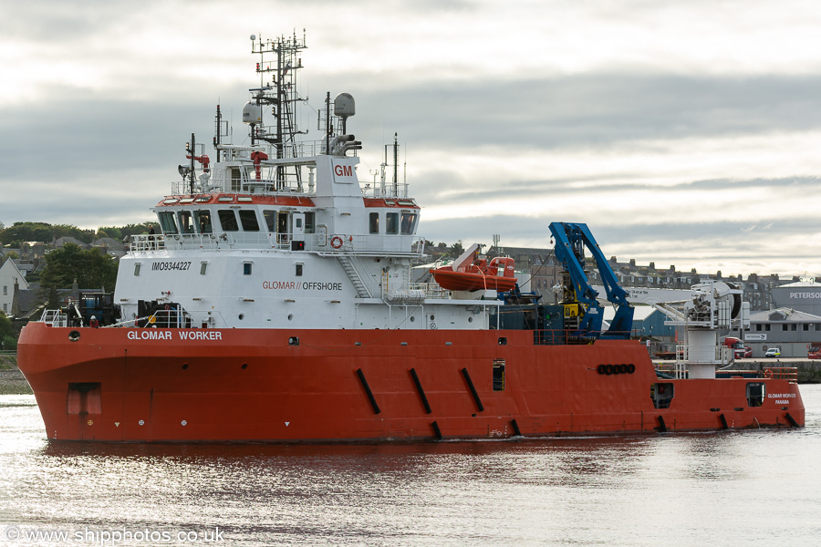 Photograph of the vessel  Glomar Worker pictured departing Aberdeen on 13th October 2021