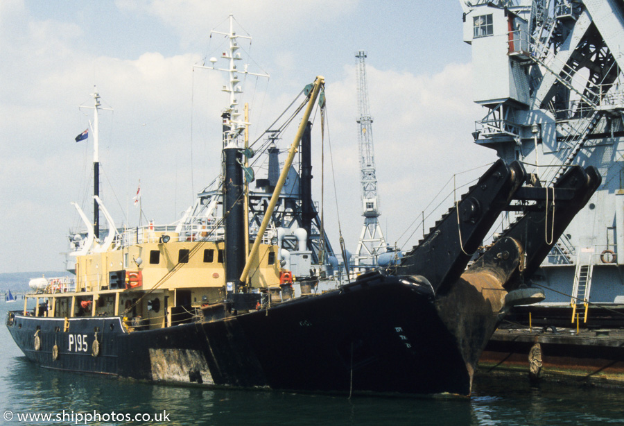 Photograph of the vessel RMAS Goldeneye pictured in Portsmouth Naval Base on 29th May 1989