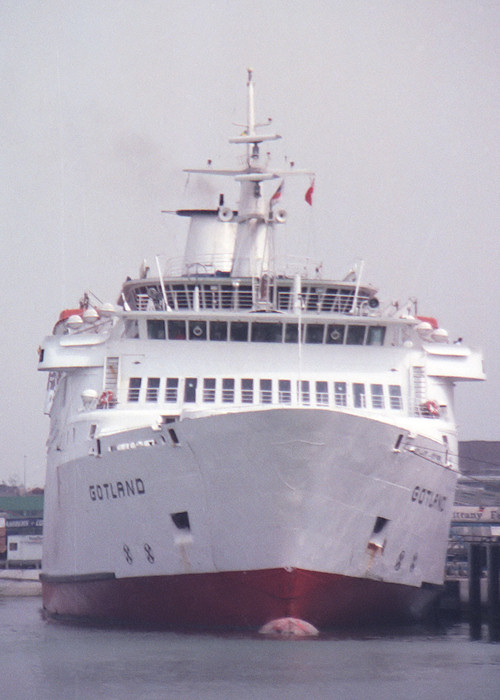 Photograph of the vessel  Gotland pictured at Portsmouth Ferry Port on 19th June 1988