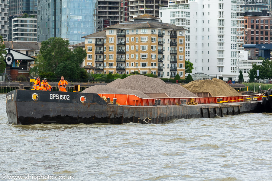 Photograph of the vessel  GPS 1502 pictured in London on 6th July 2023