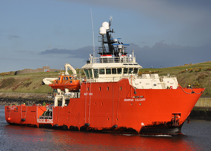 Photograph of the vessel  Grampian Calgary pictured arriving at Aberdeen on 17th April 2012