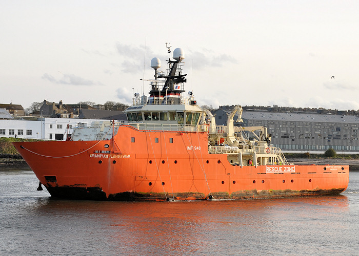 Photograph of the vessel  Grampian Corinthian pictured departing Aberdeen on 16th April 2012