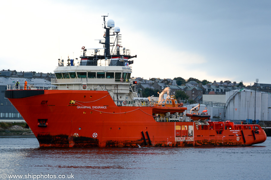 Photograph of the vessel  Grampian Endurance pictured departing Aberdeen on 14th October 2021