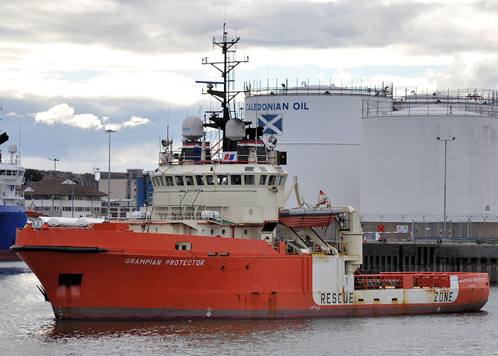 Photograph of the vessel  Grampian Protector pictured departing Aberdeen on 14th September 2013