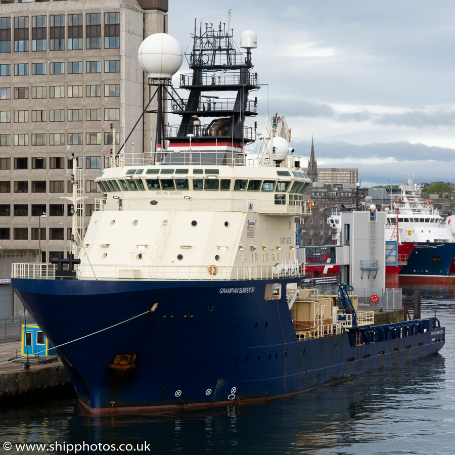 Photograph of the vessel  Grampian Surveyor pictured at Aberdeen on 22nd May 2015